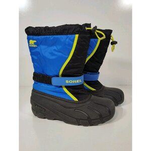 Sorel Flurry Waterproof Winter Boots Blue Yellow NY1965-014 Boys Youth Size 6